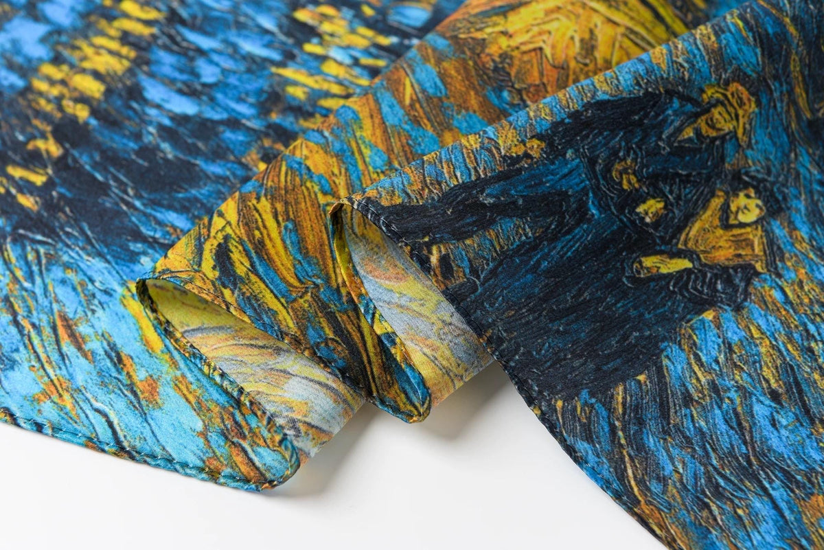Wrapwhisper 100% Mulberry Silk Scarf 21”x21” 55×55 cm Vintage Moon and Star Print Silk Scarf | Retro Style Neck Square