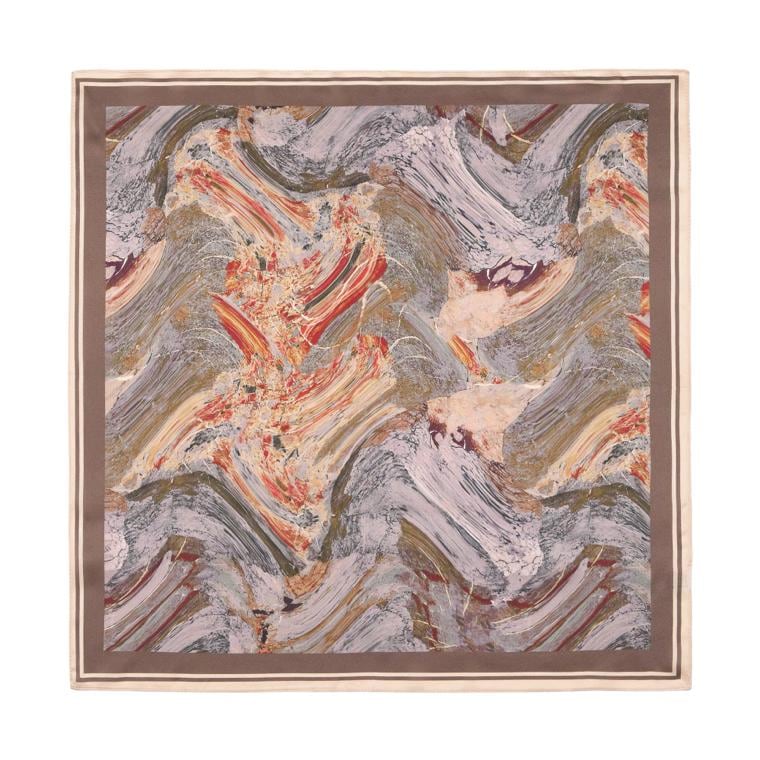 100% Mulberry Silk Scarf 21”x21” 55x55cm Vintage Oil Painting Square Scarf | Retro Pocket Square and Neck Tie