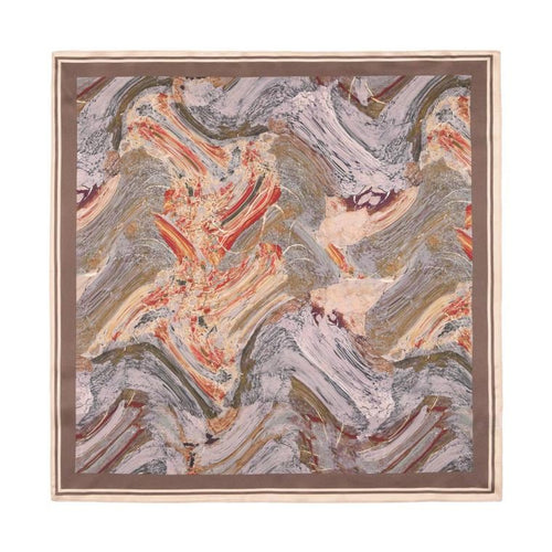 100% Mulberry Silk Scarf 21”x21” 55x55cm Vintage Oil Painting Square Scarf | Retro Pocket Square and Neck Tie