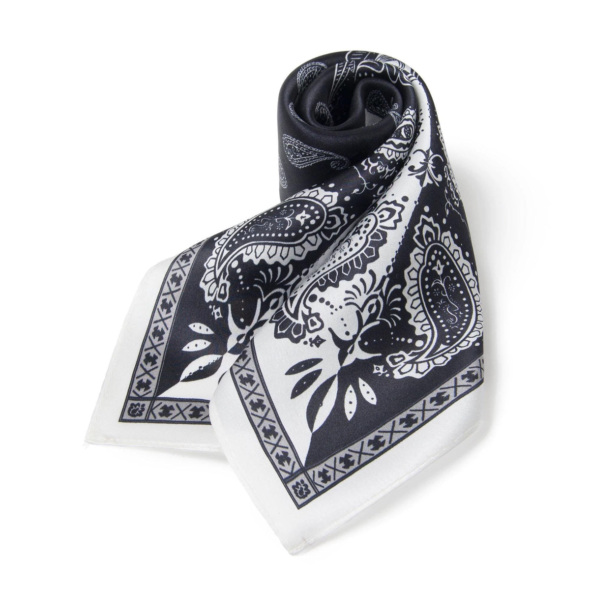 100% Mulberry Silk Scarf 21”x21” 55×55 cm Paisley Bandana with Scarf Ring | Vintage Amekaji British Neck Scarf