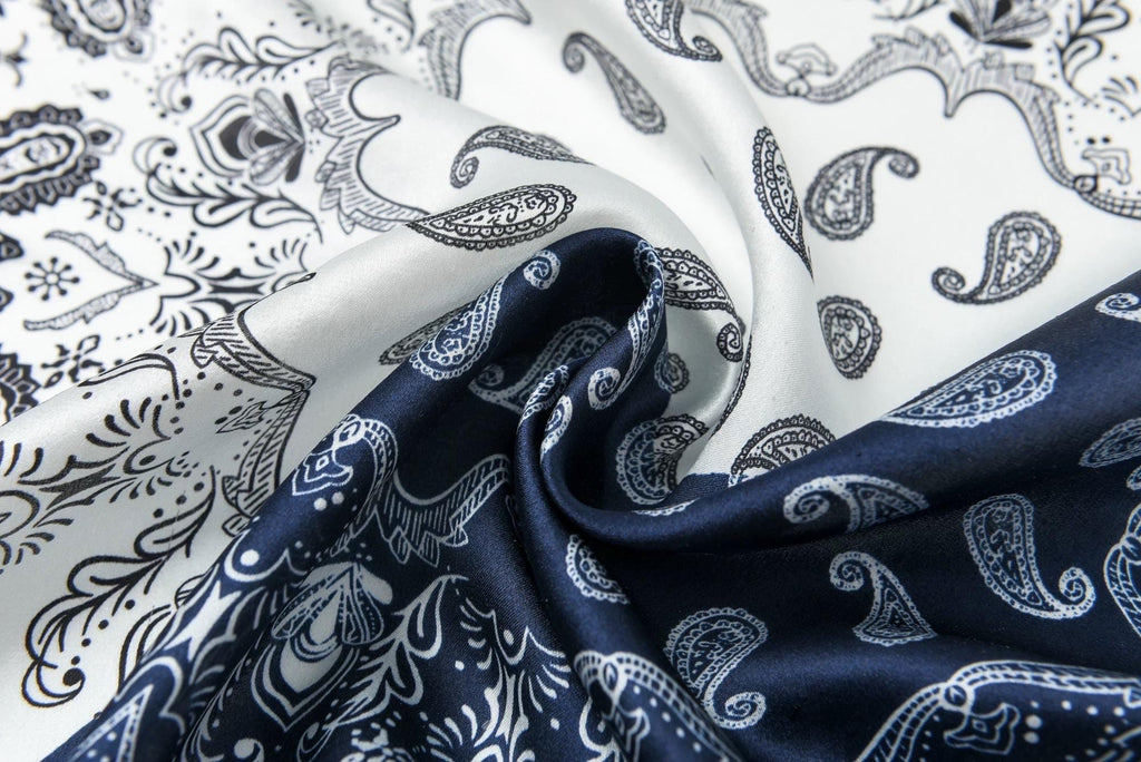 100% Mulberry Silk Scarf 21”x21” 55×55 cm Paisley Bandana with Scarf Ring | Vintage Amekaji British Neck Scarf