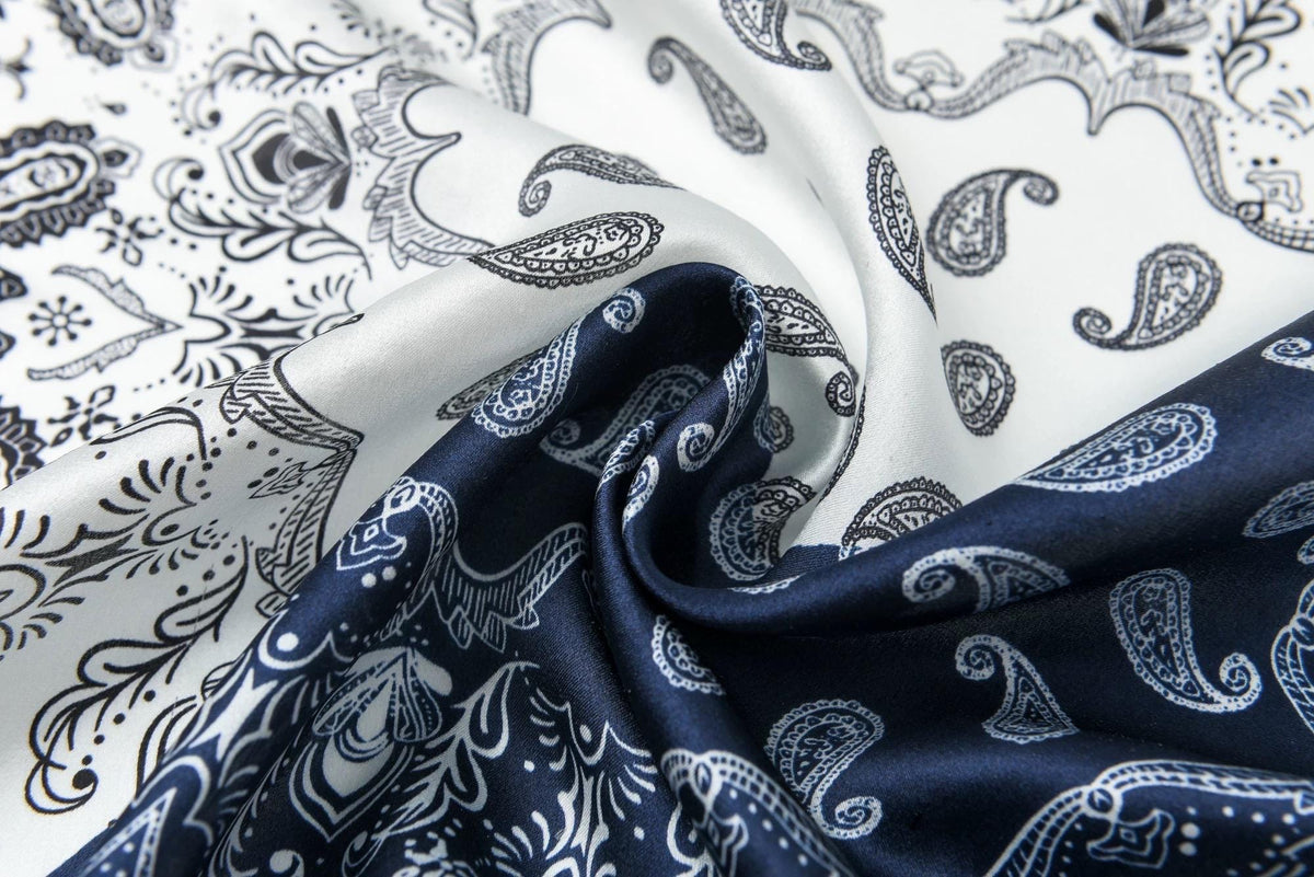 100% Mulberry Silk Scarf 21”x21” 55×55 cm Paisley Bandana with Scarf Ring | Vintage Amekaji British Neck Scarf