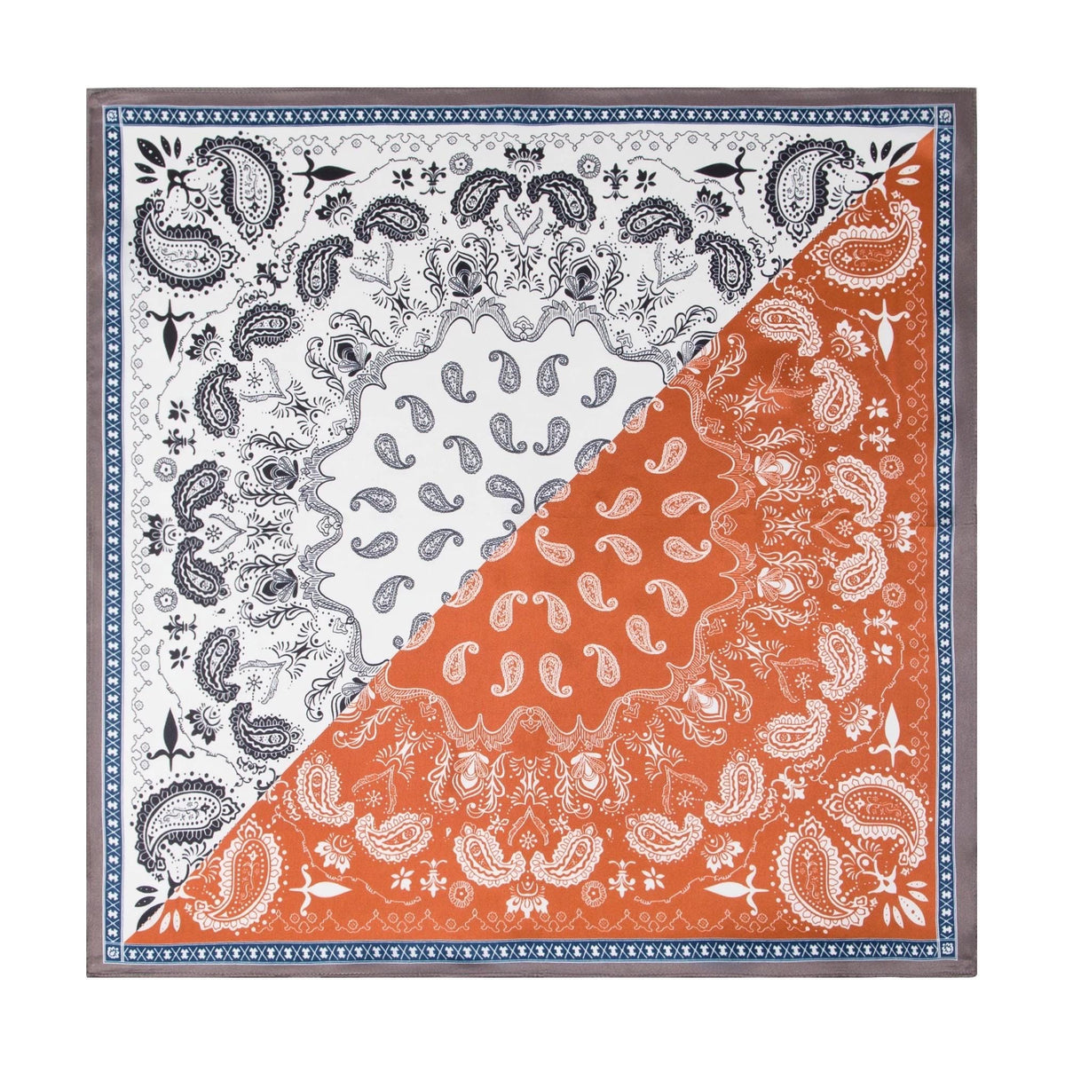 100% Mulberry Silk Scarf 21”x21” 55×55 cm Paisley Bandana with Scarf Ring | Vintage Amekaji British Neck Scarf