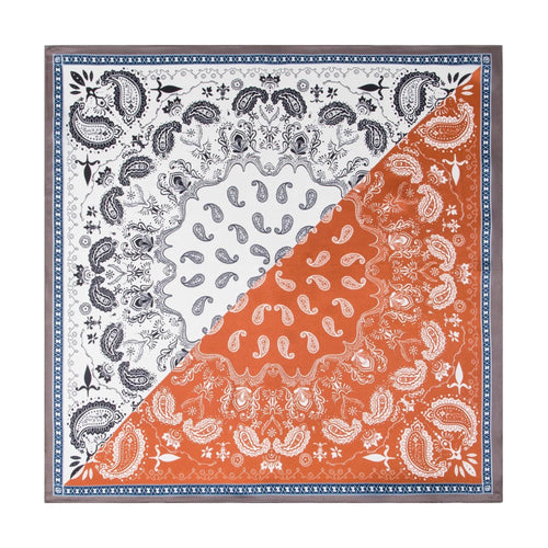 100% Mulberry Silk Scarf 21”x21” 55×55 cm Paisley Bandana with Scarf Ring | Vintage Amekaji British Neck Scarf