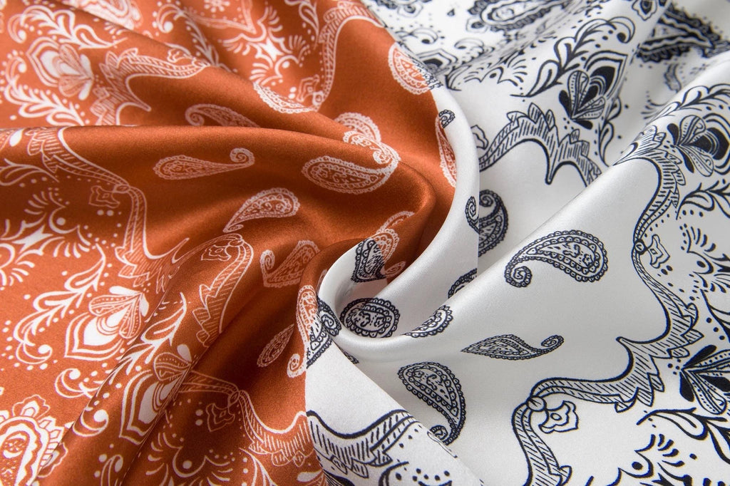 100% Mulberry Silk Scarf 21”x21” 55×55 cm Paisley Bandana with Scarf Ring | Vintage Amekaji British Neck Scarf