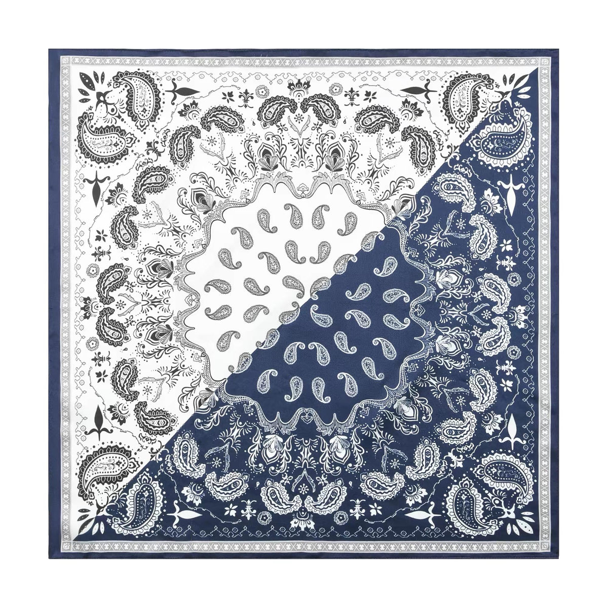 100% Mulberry Silk Scarf 21”x21” 55×55 cm Paisley Bandana with Scarf Ring | Vintage Amekaji British Neck Scarf