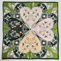 100% Silk Scarf 21”x21” 55×55 cm Green Botanical Heart Print Mini Square Scarf | Elegant Neck Hair Scarf