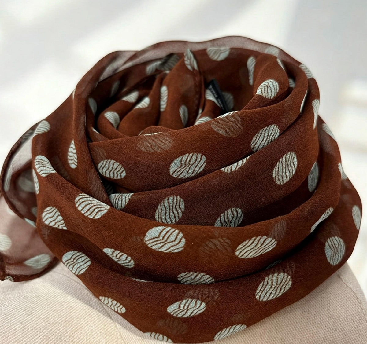 14x63" 35x160cm | Intellectual Polka Dot Scarf | Mulberry Silk Georgette Long Wrap | Luxury Multi-functional Shawl Hair Wrap Gift for Her