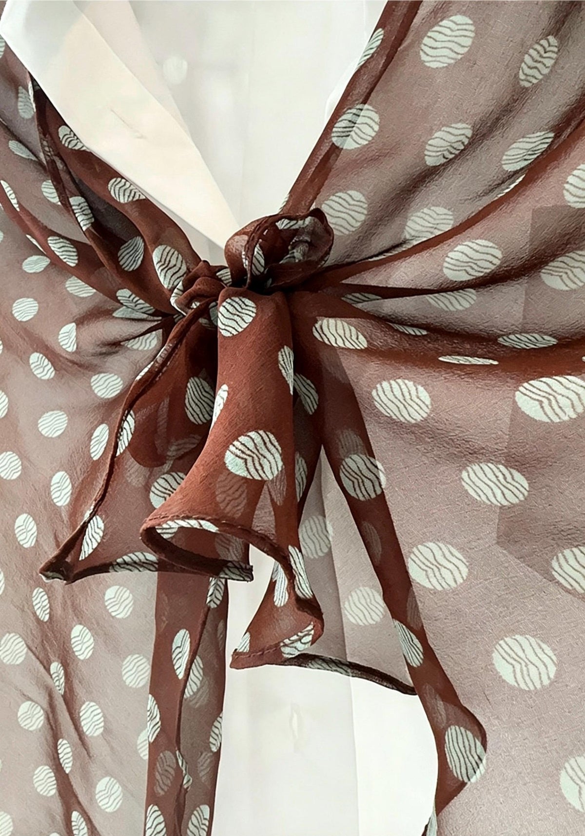 14x63" 35x160cm | Intellectual Polka Dot Scarf | Mulberry Silk Georgette Long Wrap | Luxury Multi-functional Shawl Hair Wrap Gift for Her