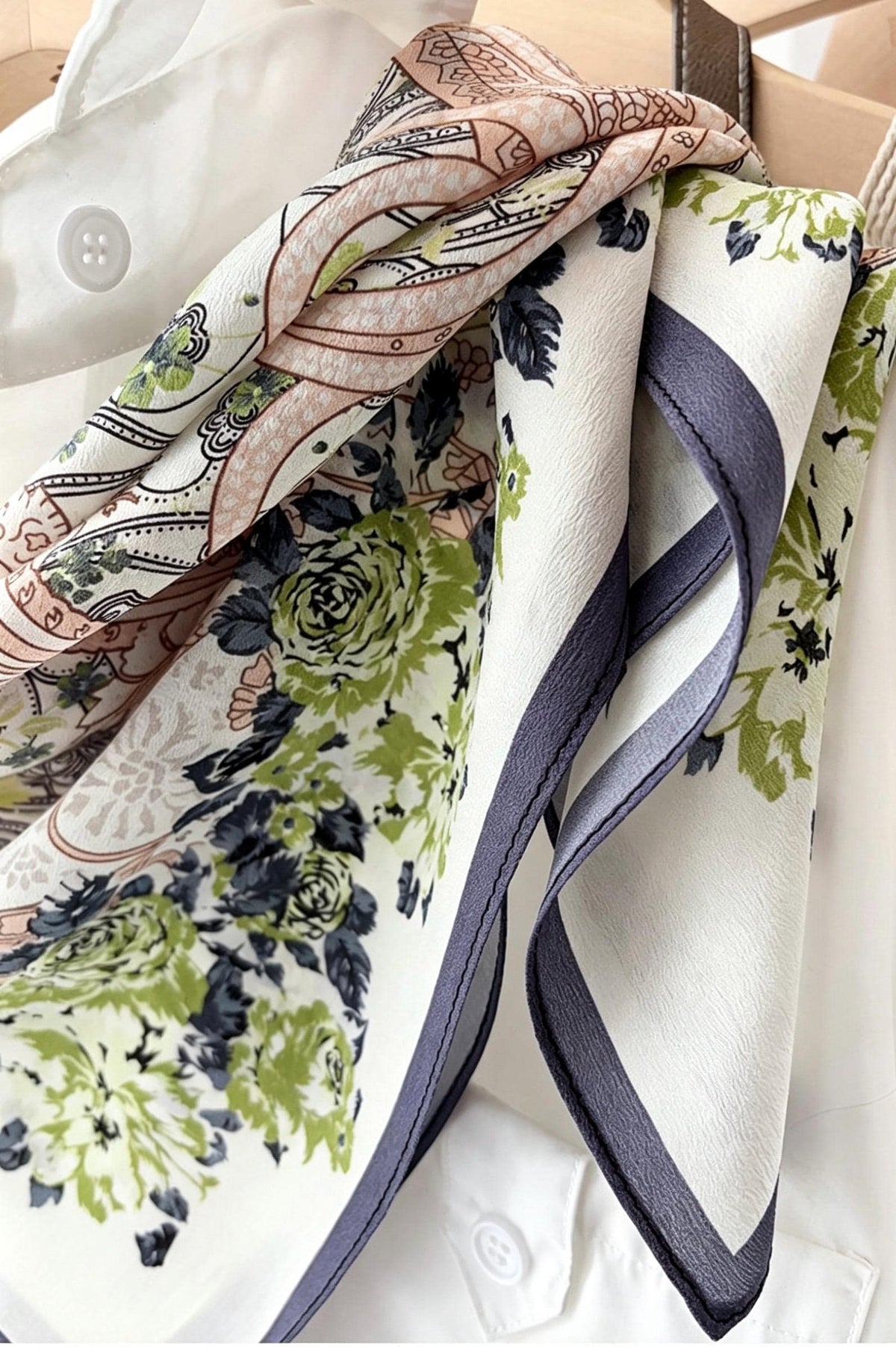 100% Mulberry Silk Scarf 26x26” 65x65cm - Romantic Spring Pastel Silk Crepe de Chine Square Neckerchief - Lightweight Summer Scarf for Her
