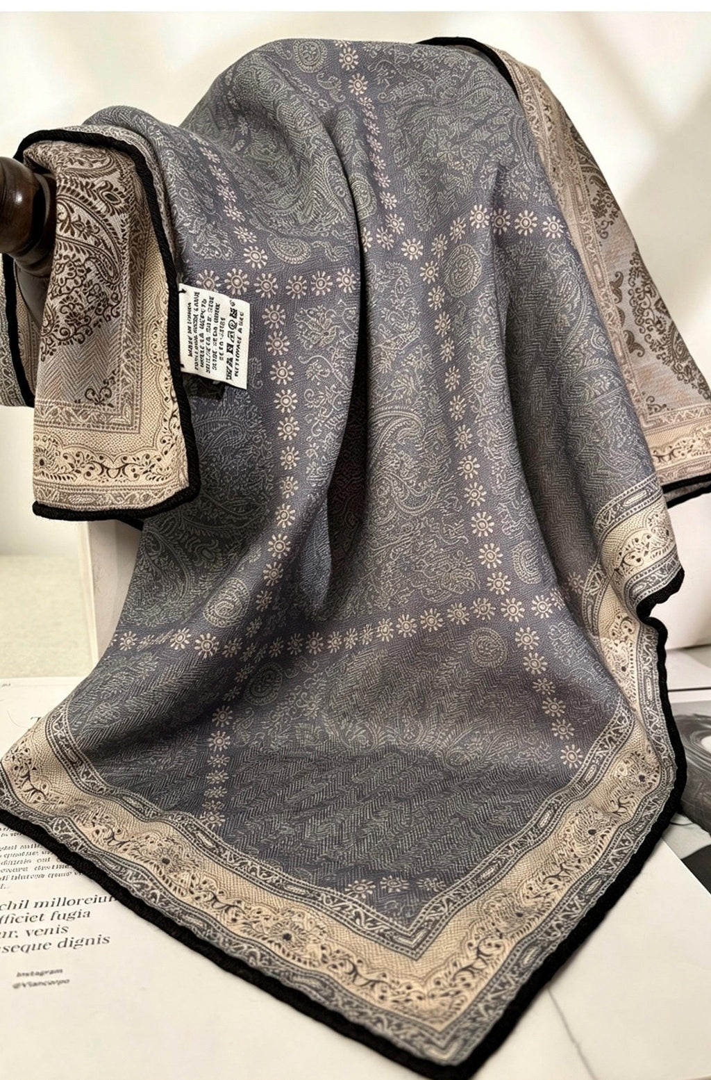 Paisley Old Money Silk Wool Scarf, Luxury Double-Sided Square Head Wrap, Elegant 27" Small Shawl, Chic Neck Tie, Premium Gift for Her