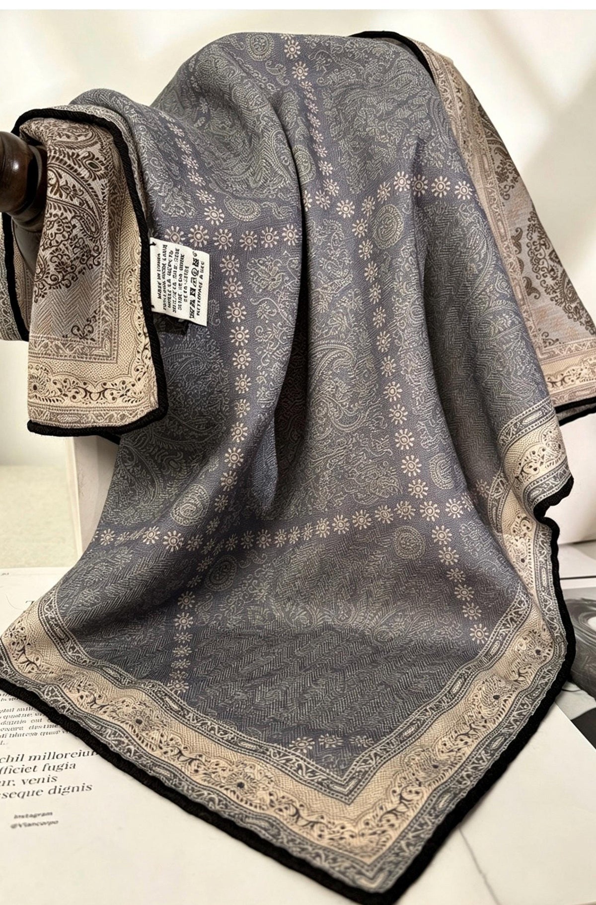 Paisley Old Money Silk Wool Scarf, Luxury Double-Sided Square Head Wrap, Elegant 27" Small Shawl, Chic Neck Tie, Premium Gift for Her
