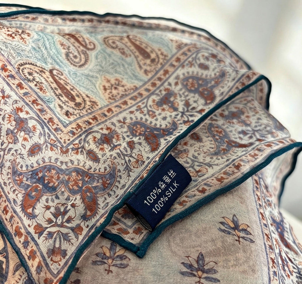 Vintage 100% Mulberry Silk Scarf 25x25, Soft Georgette Silk Square, Artistic Patterned Silk Neckerchief, Elegant Silk Hair Accessory Gift