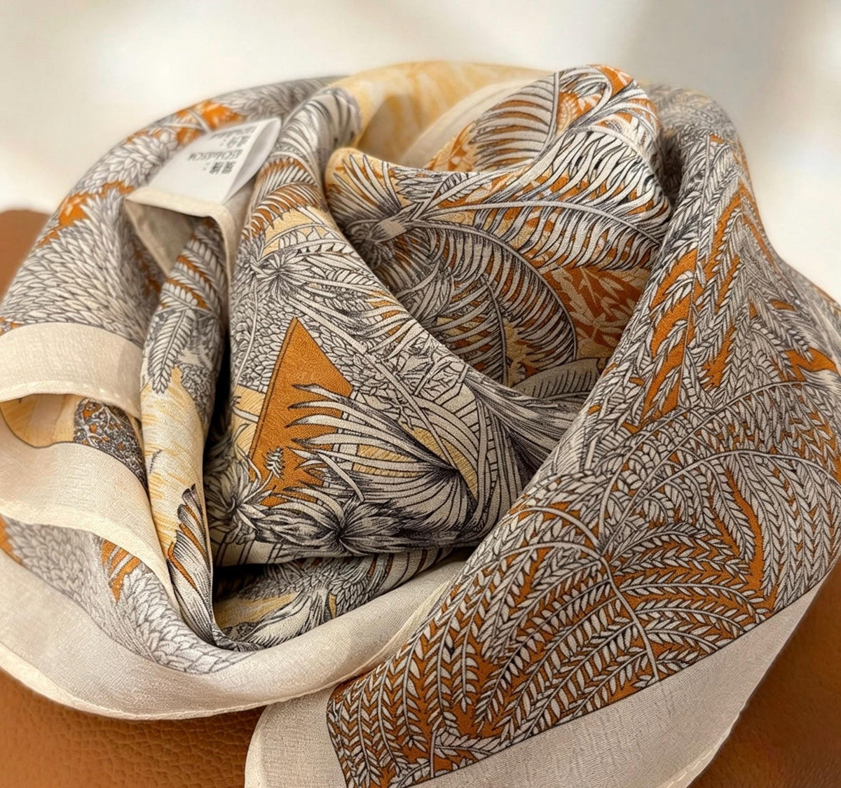 Elegant Rainforest Silk Scarf 65x65cm/25.5in, 100% Mulberry Silk Crepe De Chine Square, Artistic Floral Print, Chic Neckwear, Handbag Scarf