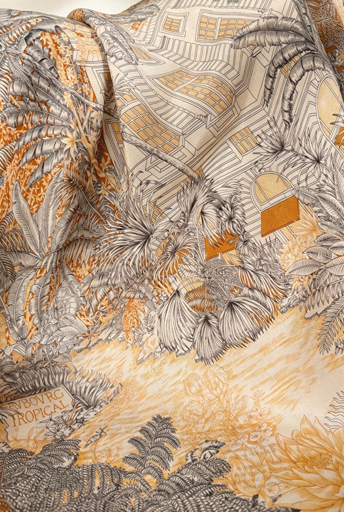 Elegant Rainforest Silk Scarf 65x65cm/25.5in, 100% Mulberry Silk Crepe De Chine Square, Artistic Floral Print, Chic Neckwear, Handbag Scarf
