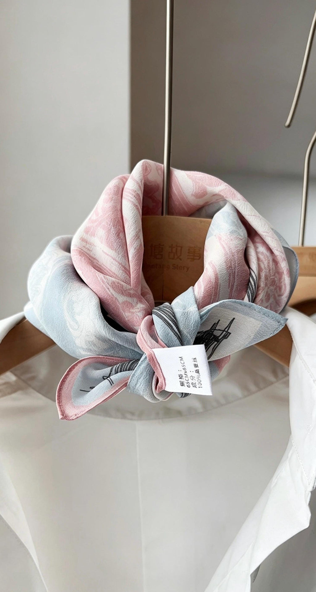 100% Mulberry Silk Scarf 25.5" Square Crepe De Chine, Artistic Patchwork Pink Silk Necktie, Versatile Hair Scarf, Elegant Gift for Women