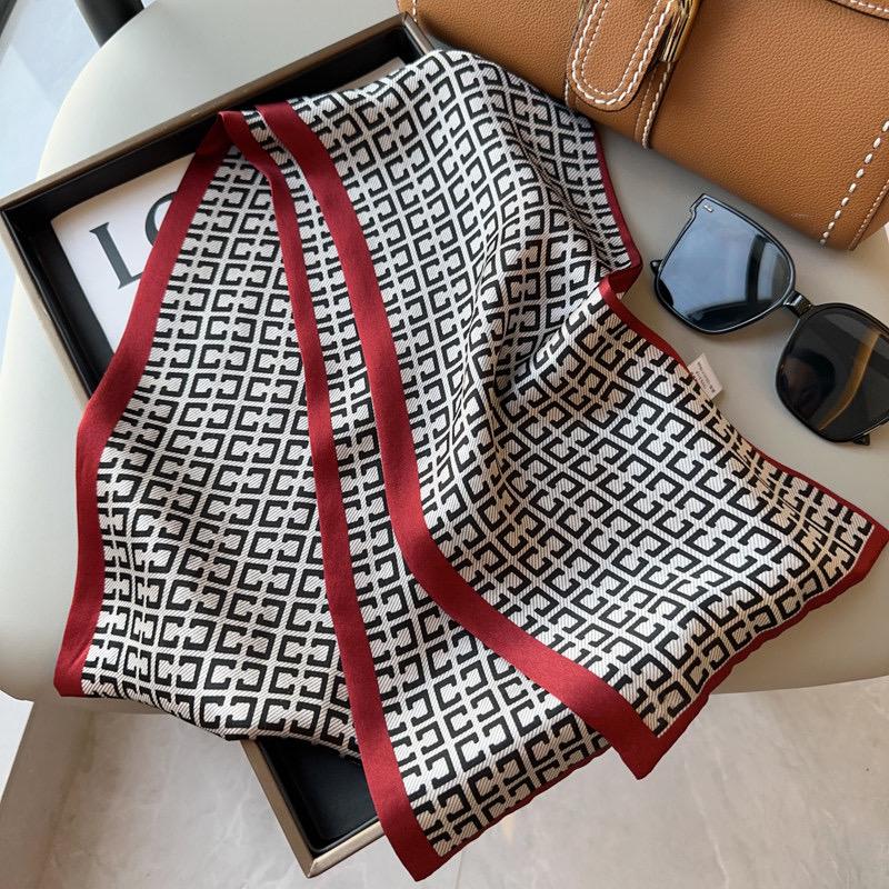 100% Mulberry Silk Skinny Scarf for Women, 6.7x59" Long Silk Ribbon Tie, Minimalist Neck Scarf, Elegant Hair Scarf, Luxury Purse Accessory