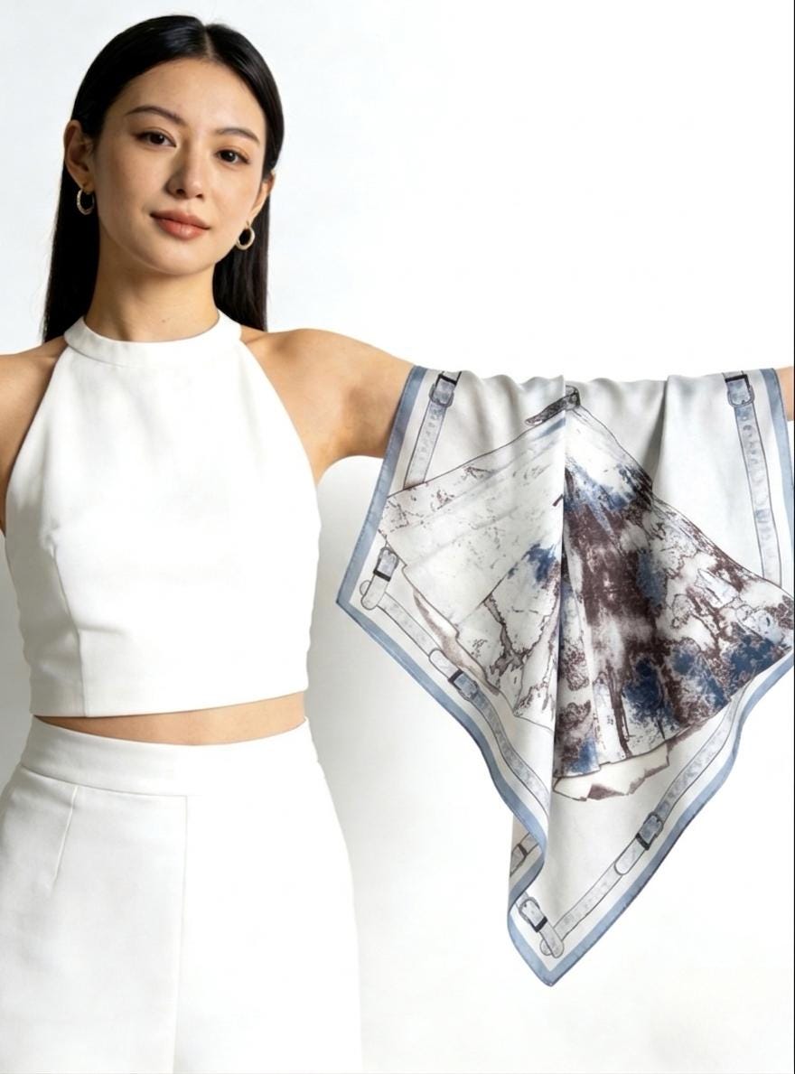 Elegant Fairy Blue Silk Scarf 100% Mulberry Silk Crepe de Chine Square Scarf 25" Spring Summer Lightweight Neck Scarf Luxury Gift for Women