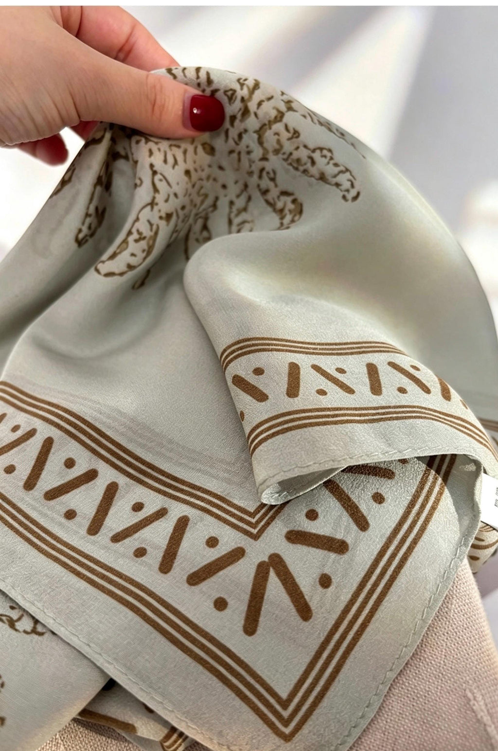 Rare Pea Green Silk Scarf 100% Mulberry Silk Crepe de Chine Square Scarf 25" Exotic Ethnic Style Lightweight Neck Scarf Luxury Gift for Her