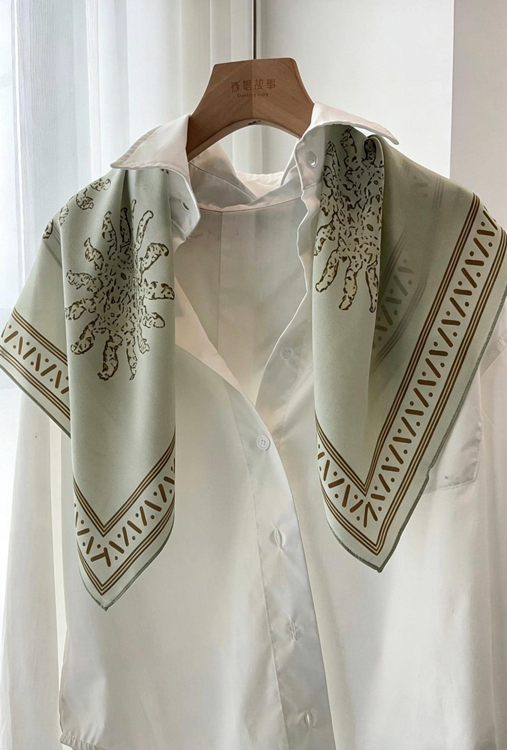 Rare Pea Green Silk Scarf 100% Mulberry Silk Crepe de Chine Square Scarf 25" Exotic Ethnic Style Lightweight Neck Scarf Luxury Gift for Her