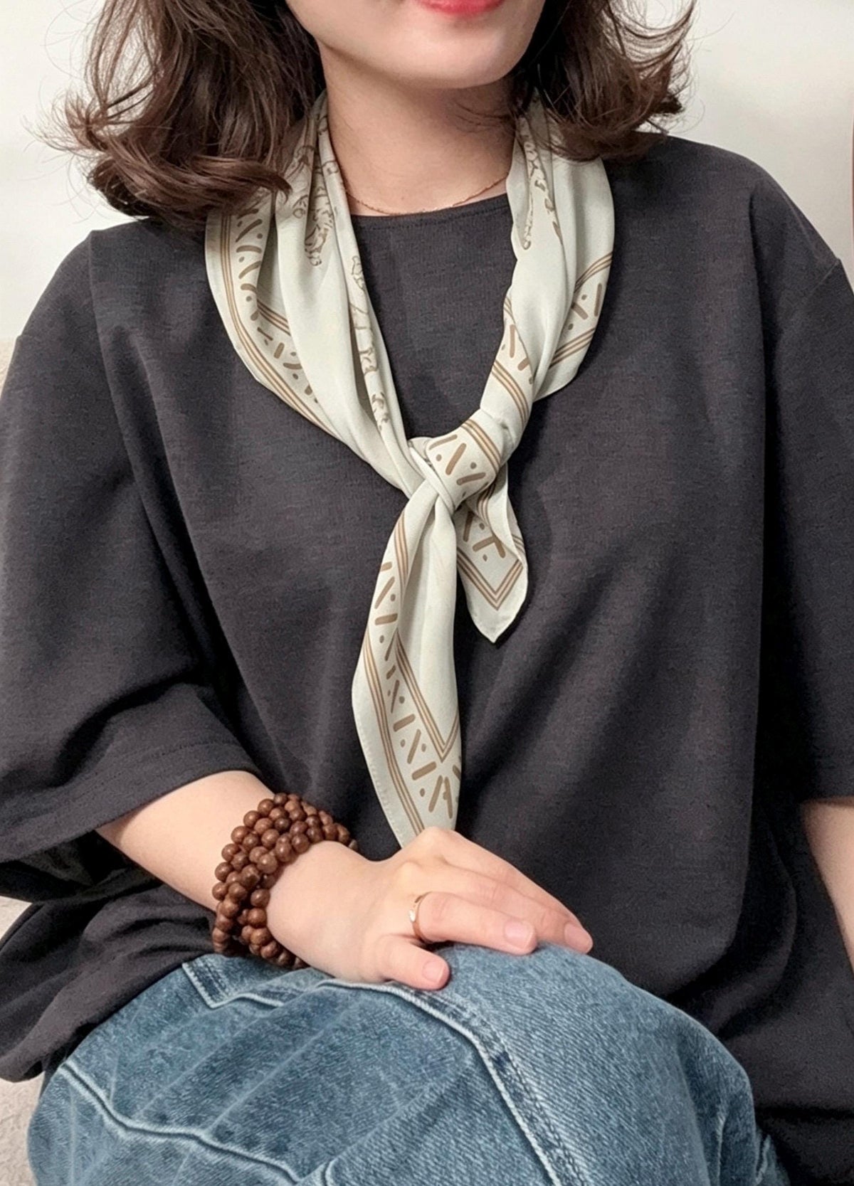 Rare Pea Green Silk Scarf 100% Mulberry Silk Crepe de Chine Square Scarf 25" Exotic Ethnic Style Lightweight Neck Scarf Luxury Gift for Her