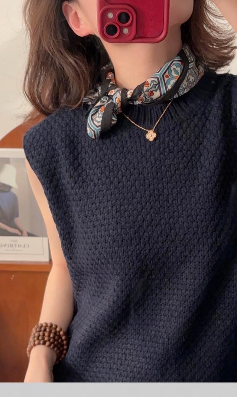 Elegance Smoke Blue Silk Cotton Scarf 25in Square Women Summer Versatile Mulberry Silk Chic Neckerchief Multifunctional Bandana Gift Her