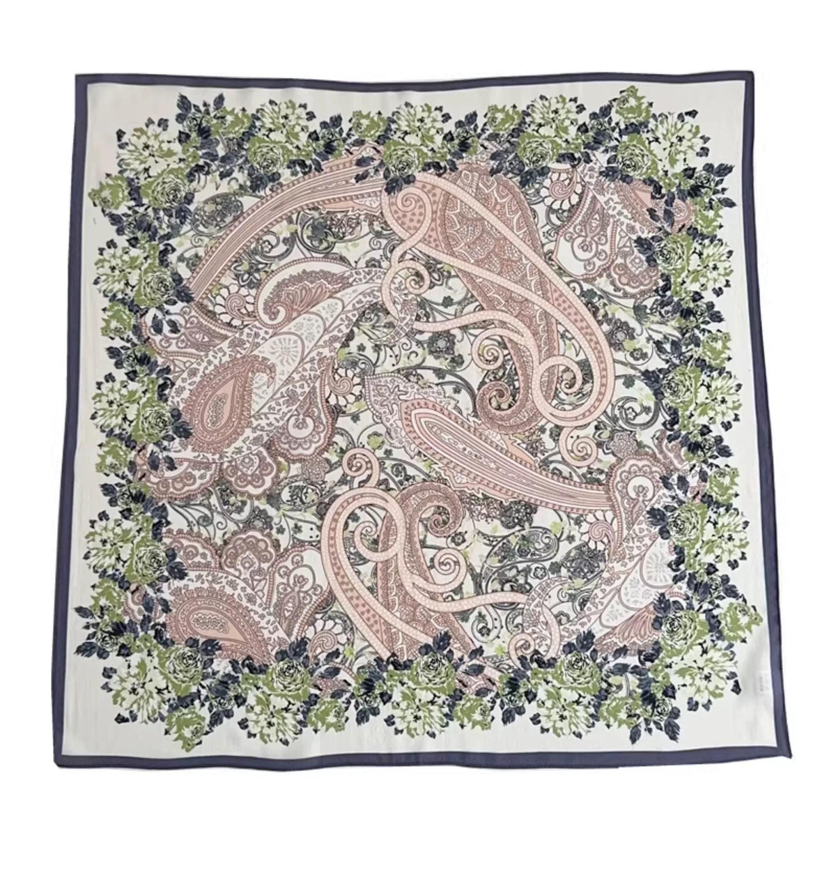 100% Mulberry Silk Scarf 26”x26” 65×65 cm | Elegant Paisley Floral Print | Luxury Silk Headscarf | Vintage Style Square Scarf | Gift for Her
