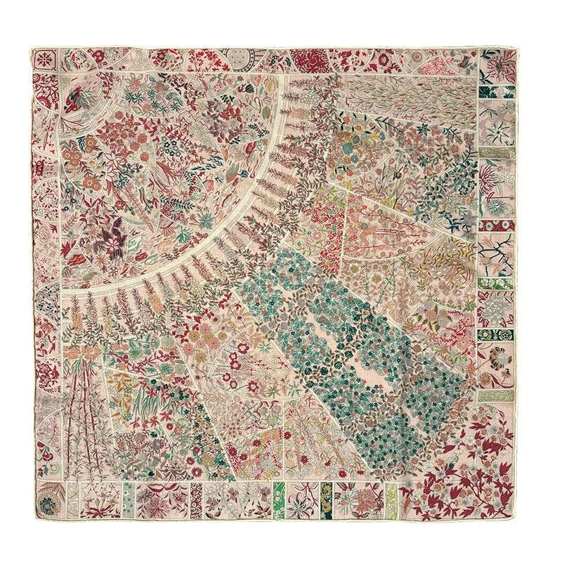 Gentle Garden Silk Wool Scarf for Women, Versatile Square Neck Warmer Shawl, Elegant Floral Wrap, 27"x27" & 35"x35", Gift for Her