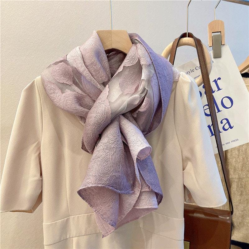 Wrapwhisper 3D Cut-Flower Rose Scarf, Organza Silk Shawl for Spring Autumn, Large Floral Wrap 25”x75”, Elegant Women's Long Evening Stole