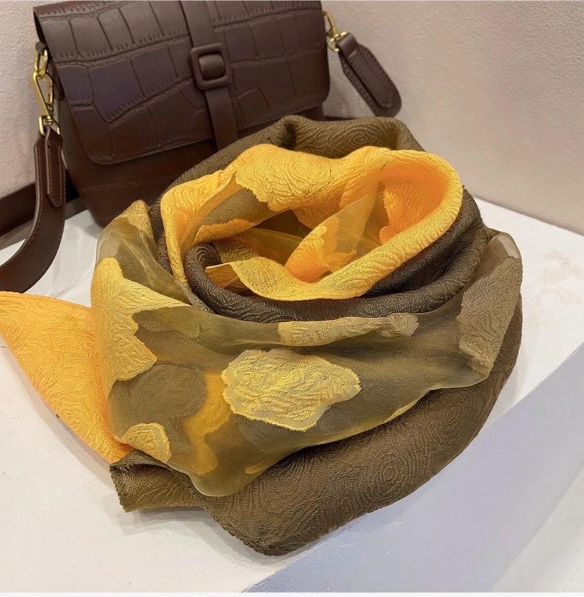 Wrapwhisper 3D Cut-Flower Rose Scarf, Organza Silk Shawl for Spring Autumn, Large Floral Wrap 25”x75”, Elegant Women's Long Evening Stole
