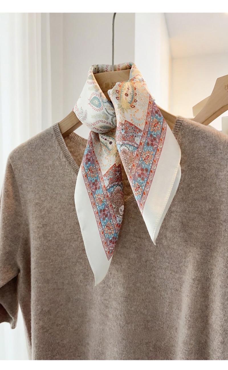 Vintage Paisley Mulberry Silk Square Scarf, Old Money Aesthetic Silk Neckerchief 21”x21”, Luxury Garden Floral Hair Bandana, Gift for Her