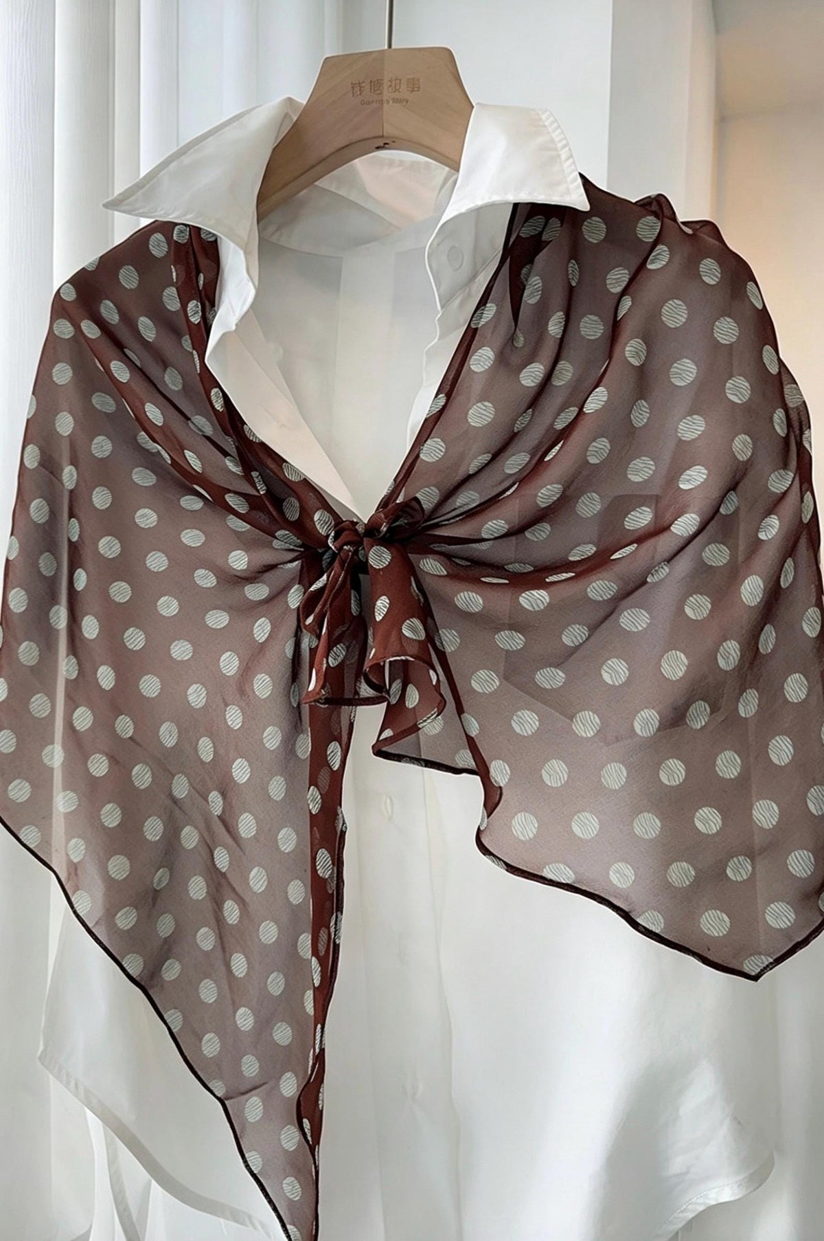 14x63" 35x160cm | Intellectual Polka Dot Scarf | Mulberry Silk Georgette Long Wrap | Luxury Multi-functional Shawl Hair Wrap Gift for Her