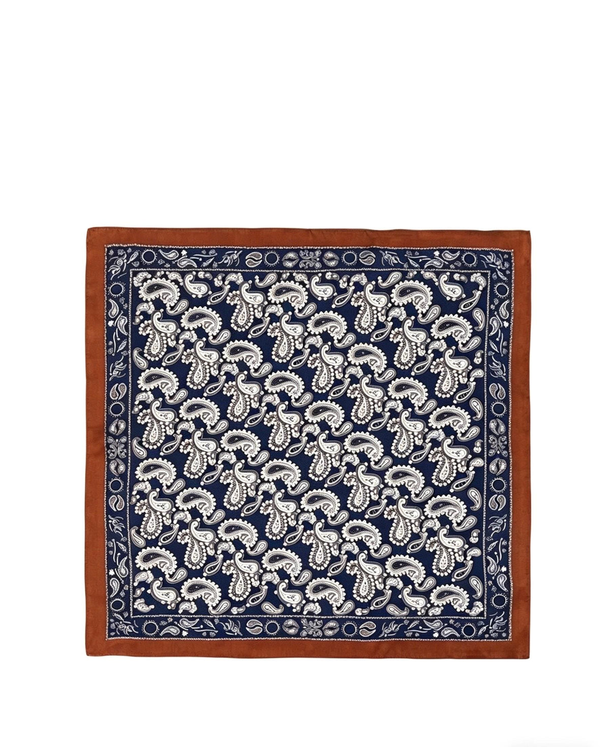 100% Mulberry Silk Square Head Wrap, 21" 53cm European Neckerchief, Vintage Navy Blue Paisley Silk Scarf, Luxury Hair Bandana