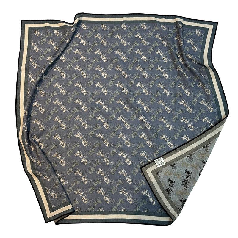 Luxurious Dusty Blue Silk Wool Scarf for Women, Large 35x35" Square Shawl, Elegant Soft Scarf, Gift for Her, All-match Premium Wrap