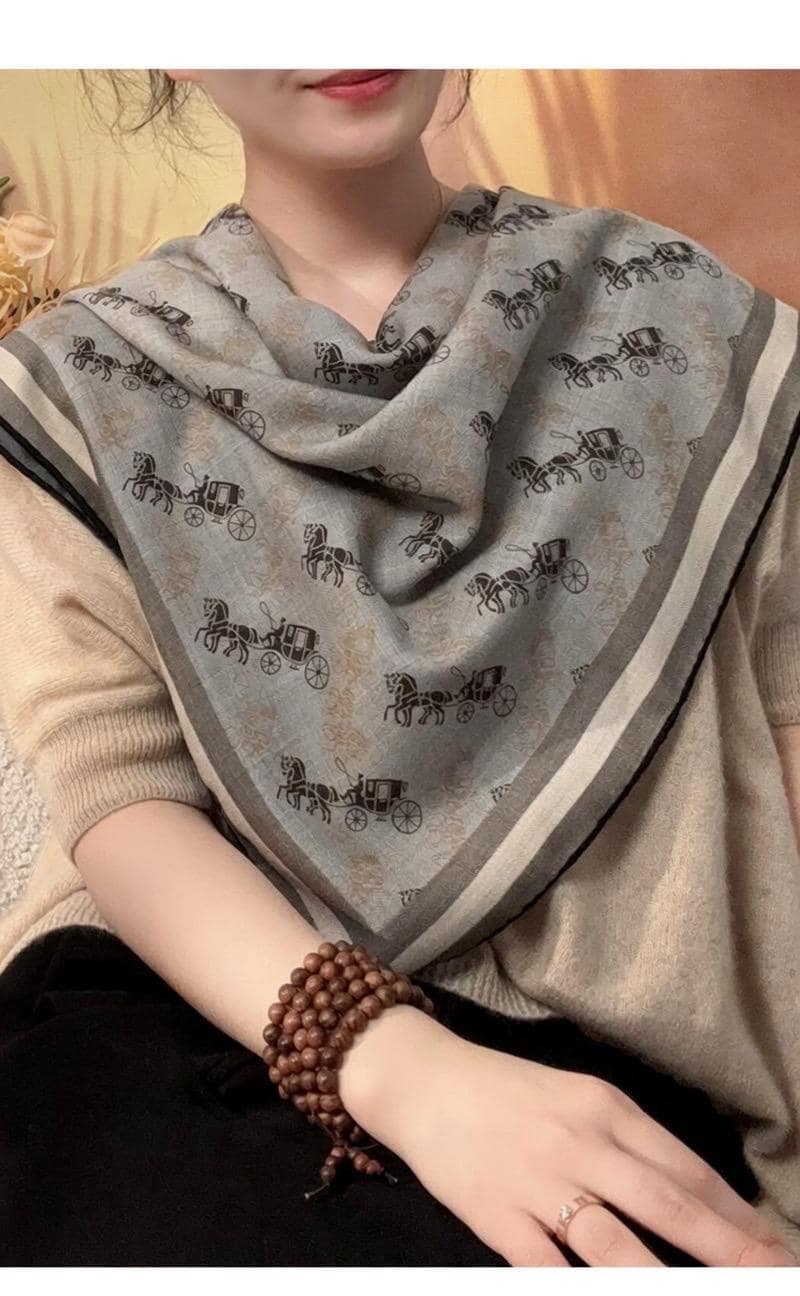 Luxurious Dusty Blue Silk Wool Scarf for Women, Large 35x35" Square Shawl, Elegant Soft Scarf, Gift for Her, All-match Premium Wrap