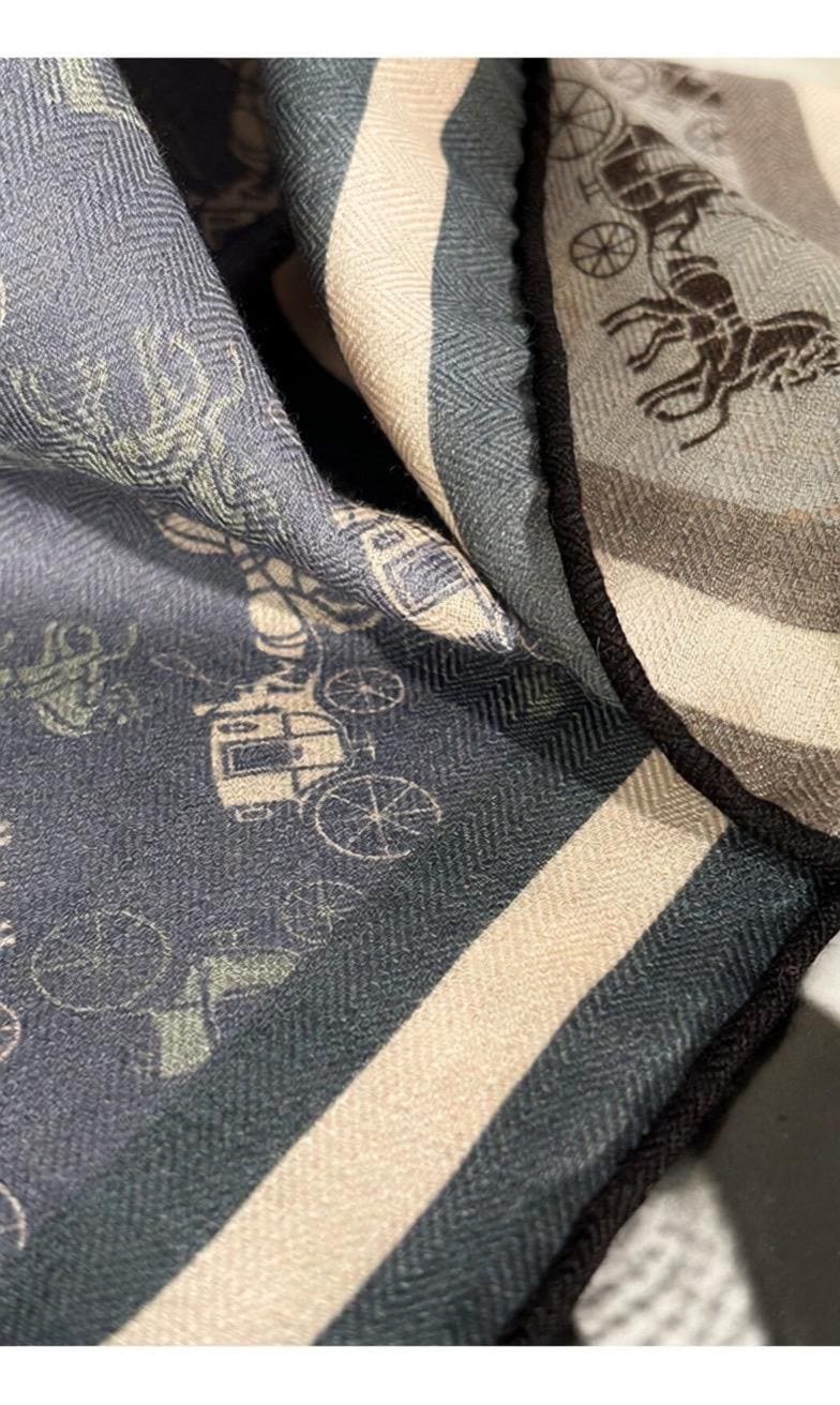 Luxurious Dusty Blue Silk Wool Scarf for Women, Large 35x35" Square Shawl, Elegant Soft Scarf, Gift for Her, All-match Premium Wrap