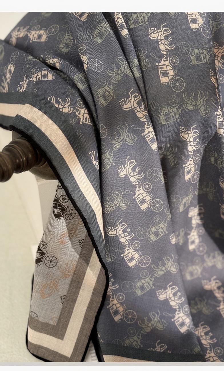 Luxurious Dusty Blue Silk Wool Scarf for Women, Large 35x35" Square Shawl, Elegant Soft Scarf, Gift for Her, All-match Premium Wrap