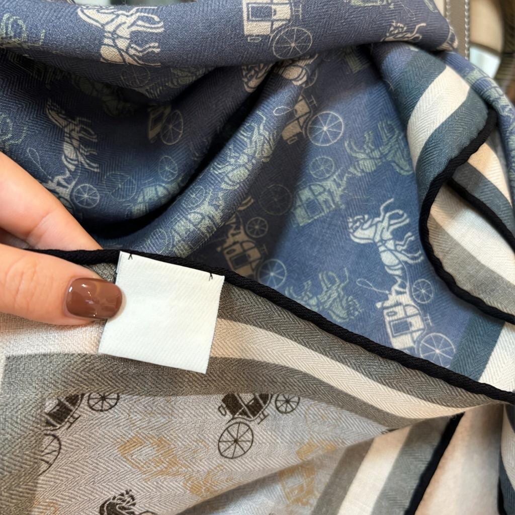 Luxurious Dusty Blue Silk Wool Scarf for Women, Large 35x35" Square Shawl, Elegant Soft Scarf, Gift for Her, All-match Premium Wrap