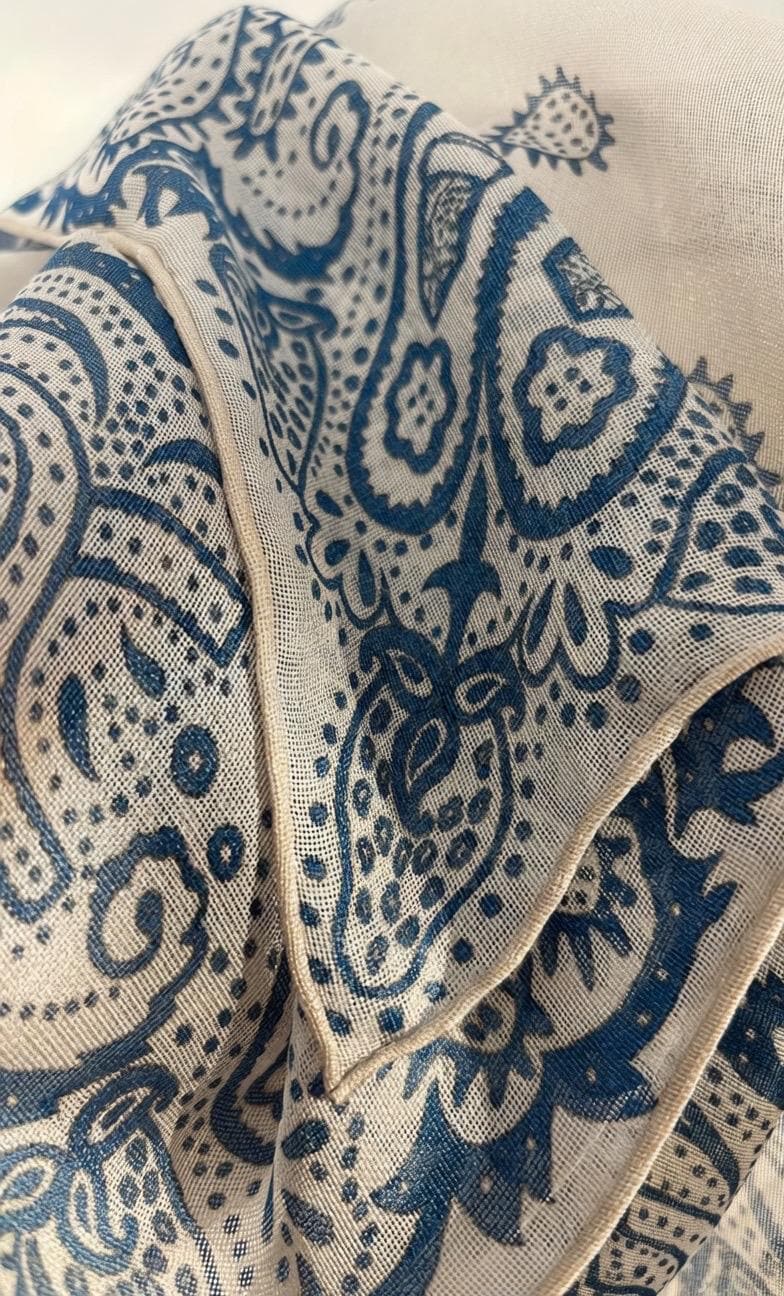 Canglan Ripple Silk Scarf for Women, Luxury 25" Paisley Mulberry Silk Neckerchief, Elegant Summer Waistband Hair Tie, Artisan Gift her