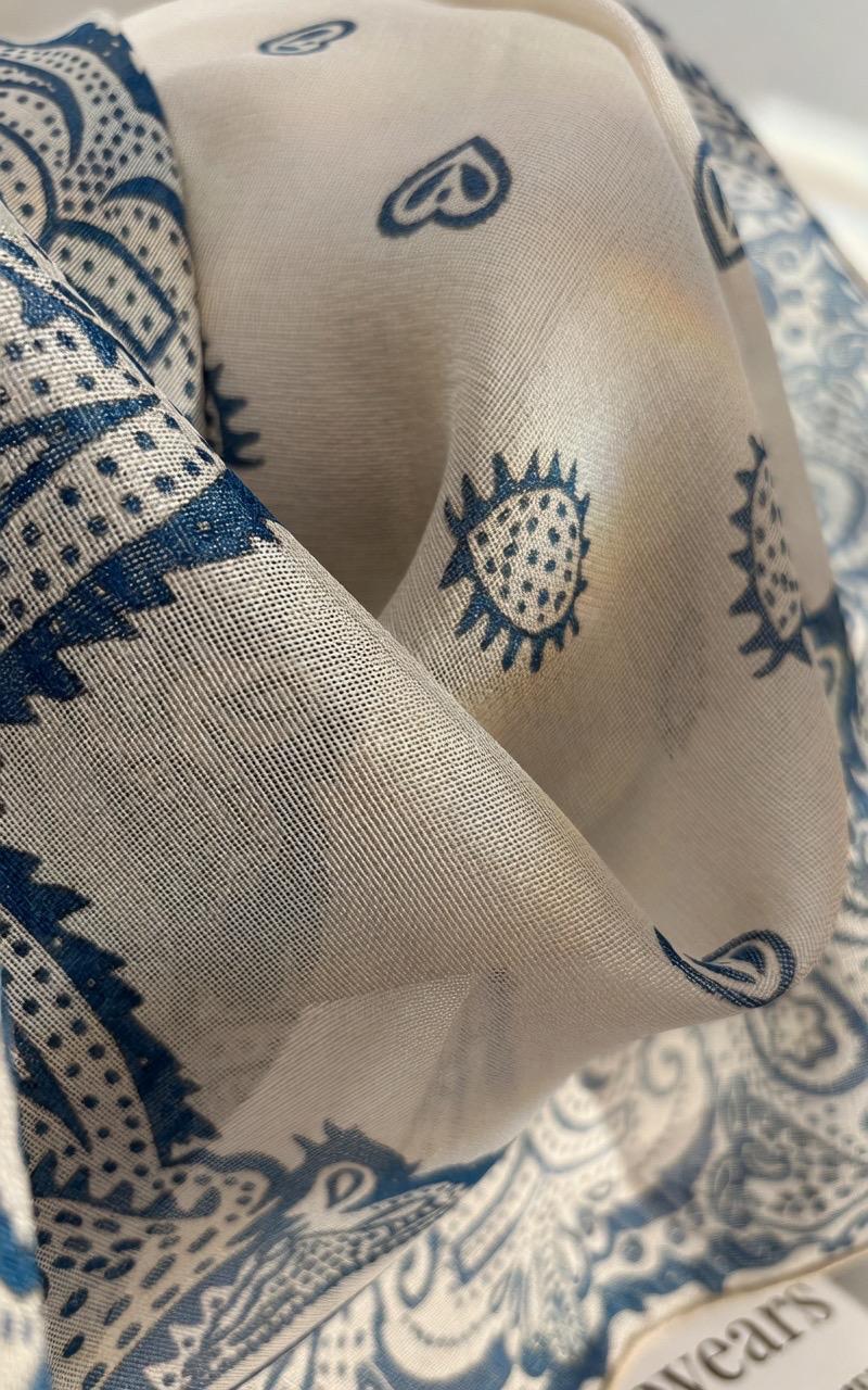 Canglan Ripple Silk Scarf for Women, Luxury 25" Paisley Mulberry Silk Neckerchief, Elegant Summer Waistband Hair Tie, Artisan Gift her