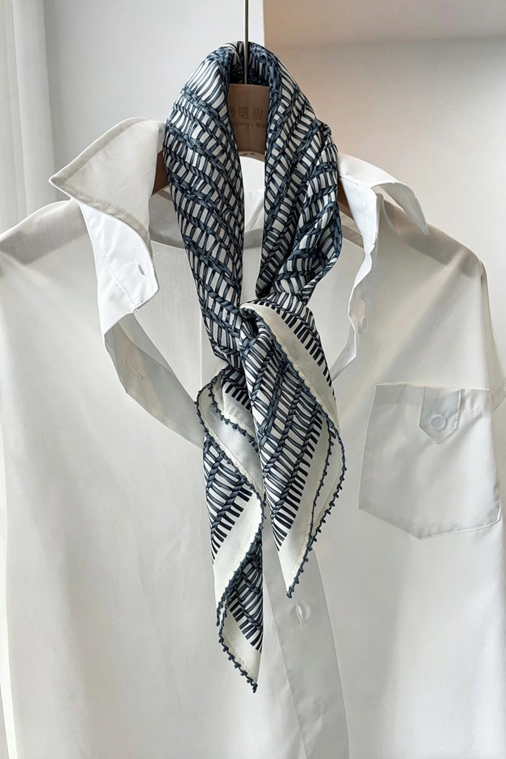 Blue Floral Whisper" Pure Silk Scarf 25", Vintage Crepe de Chine Silk Necktie, Artistic Blue Silk Bandana, Soft Spring Summer Silk Wrap
