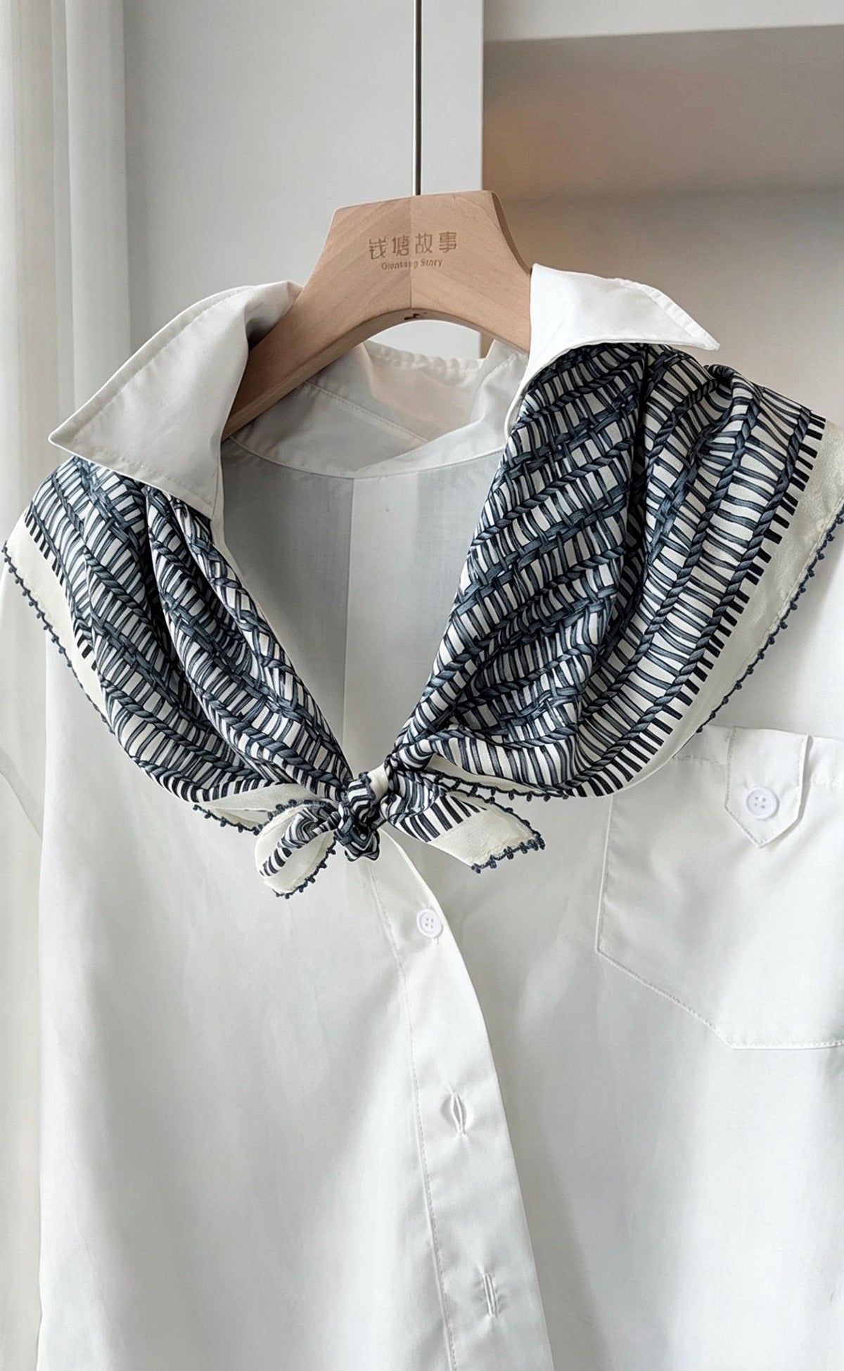 Blue Floral Whisper" Pure Silk Scarf 25", Vintage Crepe de Chine Silk Necktie, Artistic Blue Silk Bandana, Soft Spring Summer Silk Wrap