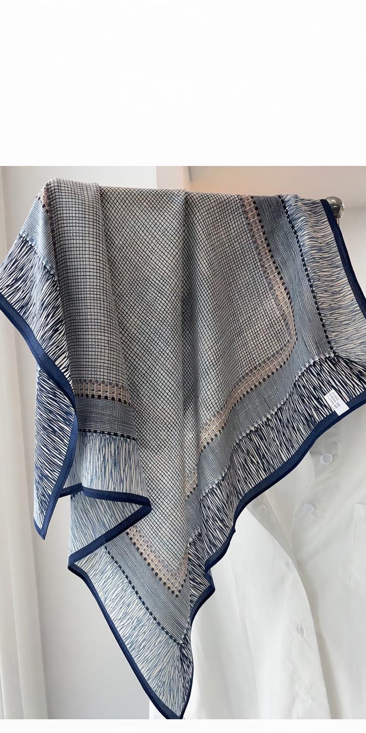 Seine Style Luxury 65x65cm (25.5") Gray-Blue Crepe de Chine Silk Scarf - Premium Mulberry Silk Necktie, Chic Aesthetic Accessory