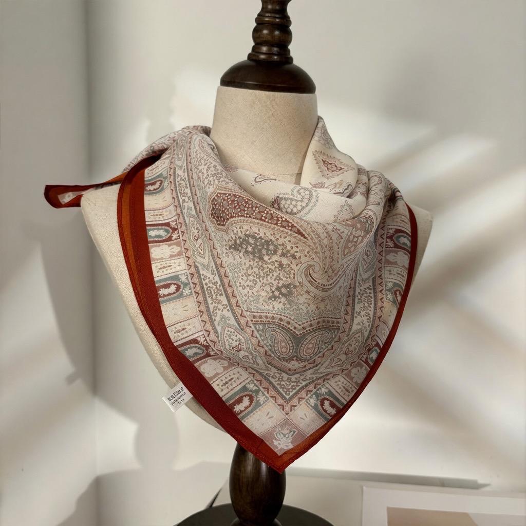 Elegant Apricot 65x65cm (25.5") Crepe de Chine Silk Scarf - 100% Mulberry Silk Neckerchief, Chic Minimalist Aesthetic Scarf for Women