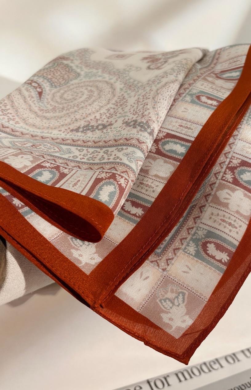 Elegant Apricot 65x65cm (25.5") Crepe de Chine Silk Scarf - 100% Mulberry Silk Neckerchief, Chic Minimalist Aesthetic Scarf for Women