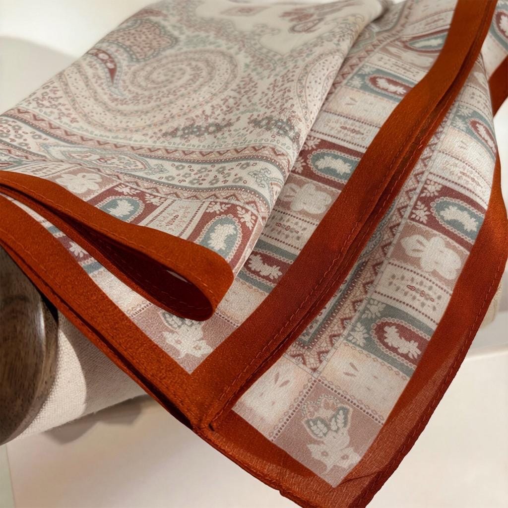 Elegant Apricot 65x65cm (25.5") Crepe de Chine Silk Scarf - 100% Mulberry Silk Neckerchief, Chic Minimalist Aesthetic Scarf for Women