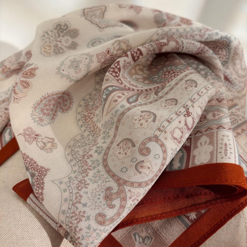 Elegant Apricot 65x65cm (25.5") Crepe de Chine Silk Scarf - 100% Mulberry Silk Neckerchief, Chic Minimalist Aesthetic Scarf for Women