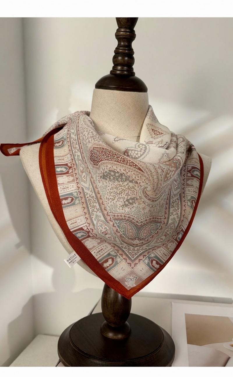 Elegant Apricot 65x65cm (25.5") Crepe de Chine Silk Scarf - 100% Mulberry Silk Neckerchief, Chic Minimalist Aesthetic Scarf for Women