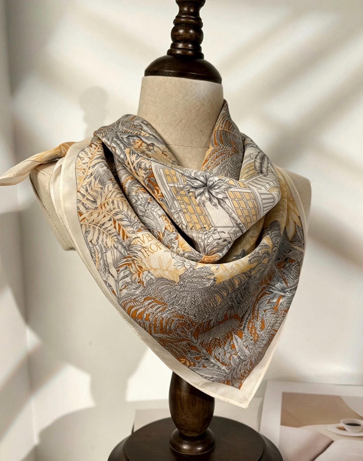 Elegant Rainforest Silk Scarf 65x65cm/25.5in, 100% Mulberry Silk Crepe De Chine Square, Artistic Floral Print, Chic Neckwear, Handbag Scarf