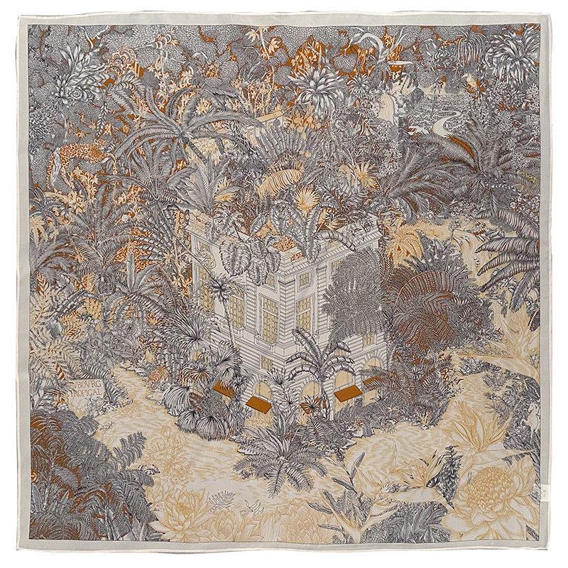Elegant Rainforest Silk Scarf 65x65cm/25.5in, 100% Mulberry Silk Crepe De Chine Square, Artistic Floral Print, Chic Neckwear, Handbag Scarf